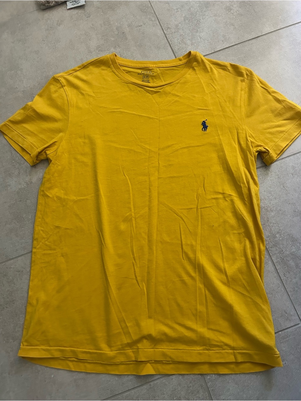 Polo by Ralph Lauren Men’s Yellow Crewneck T-Shirt with Navy Pony